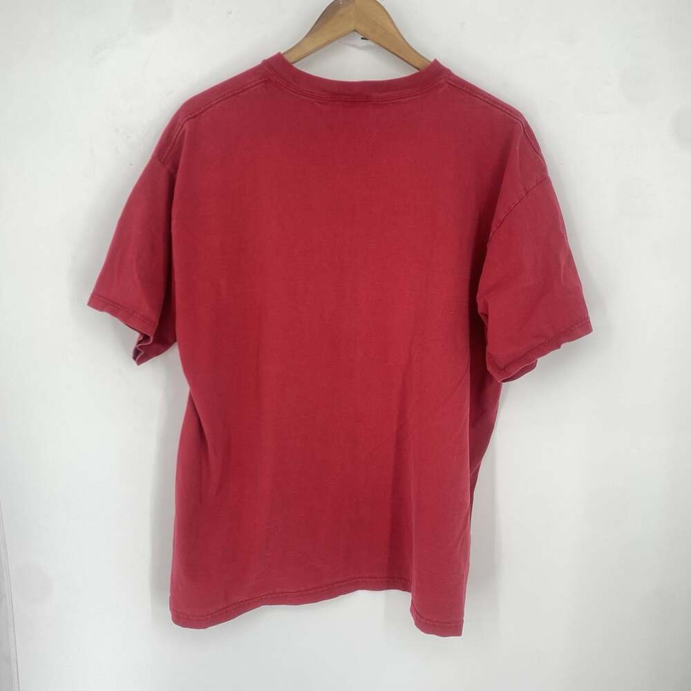 Vintage 90's Y2K Guess Jeans Embroidered Flag Red Tee Made USA Cotton Size XL - Picture 8 of 8
